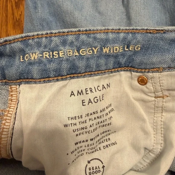 American Eagle dreamy drape stretch ripped low-rise baggy wide leg jean - Picture 5 of 6